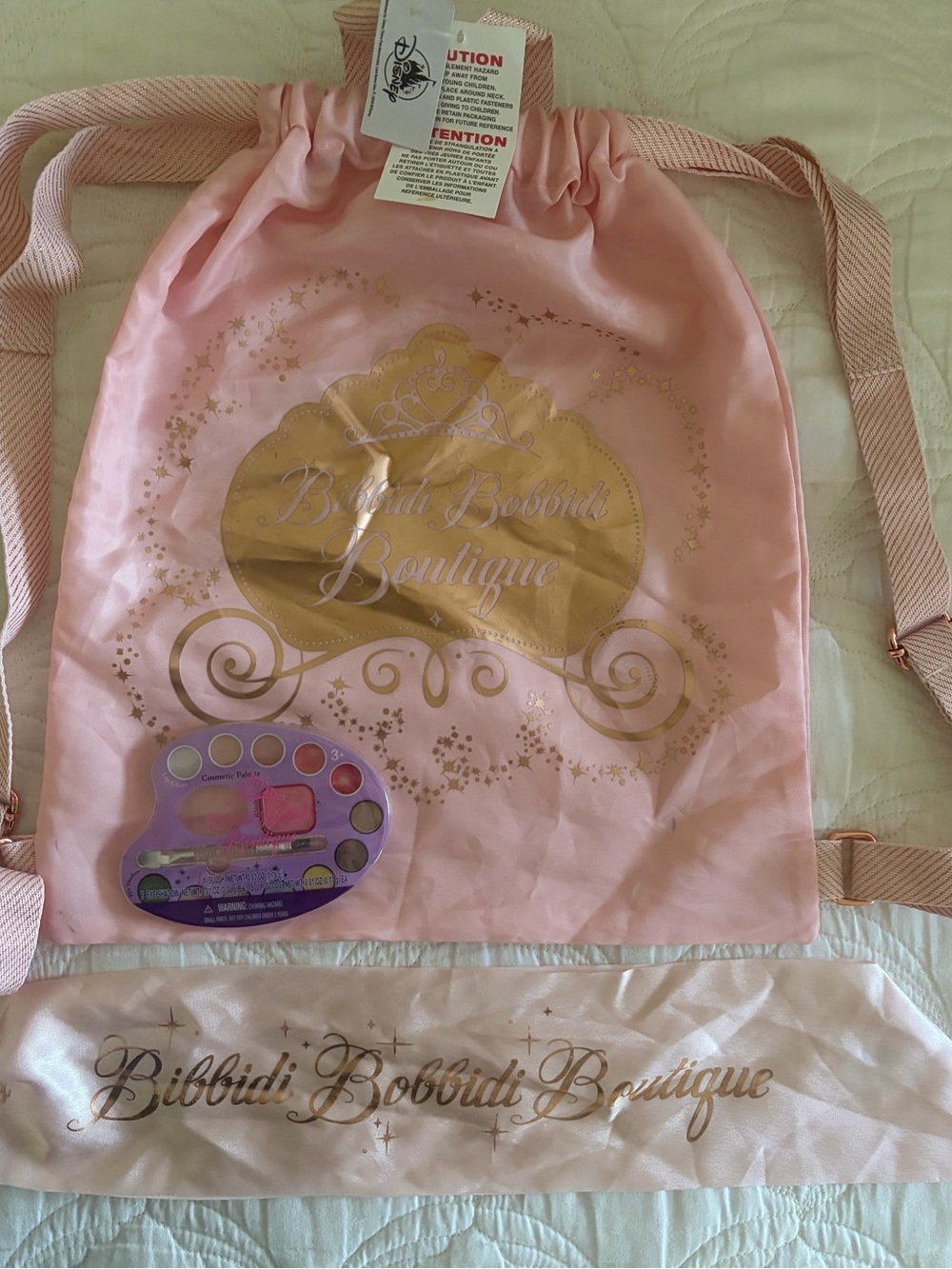 Bibbidi Bobbidi Boutique NEW Backpack, Makeup and sash from Disneyland